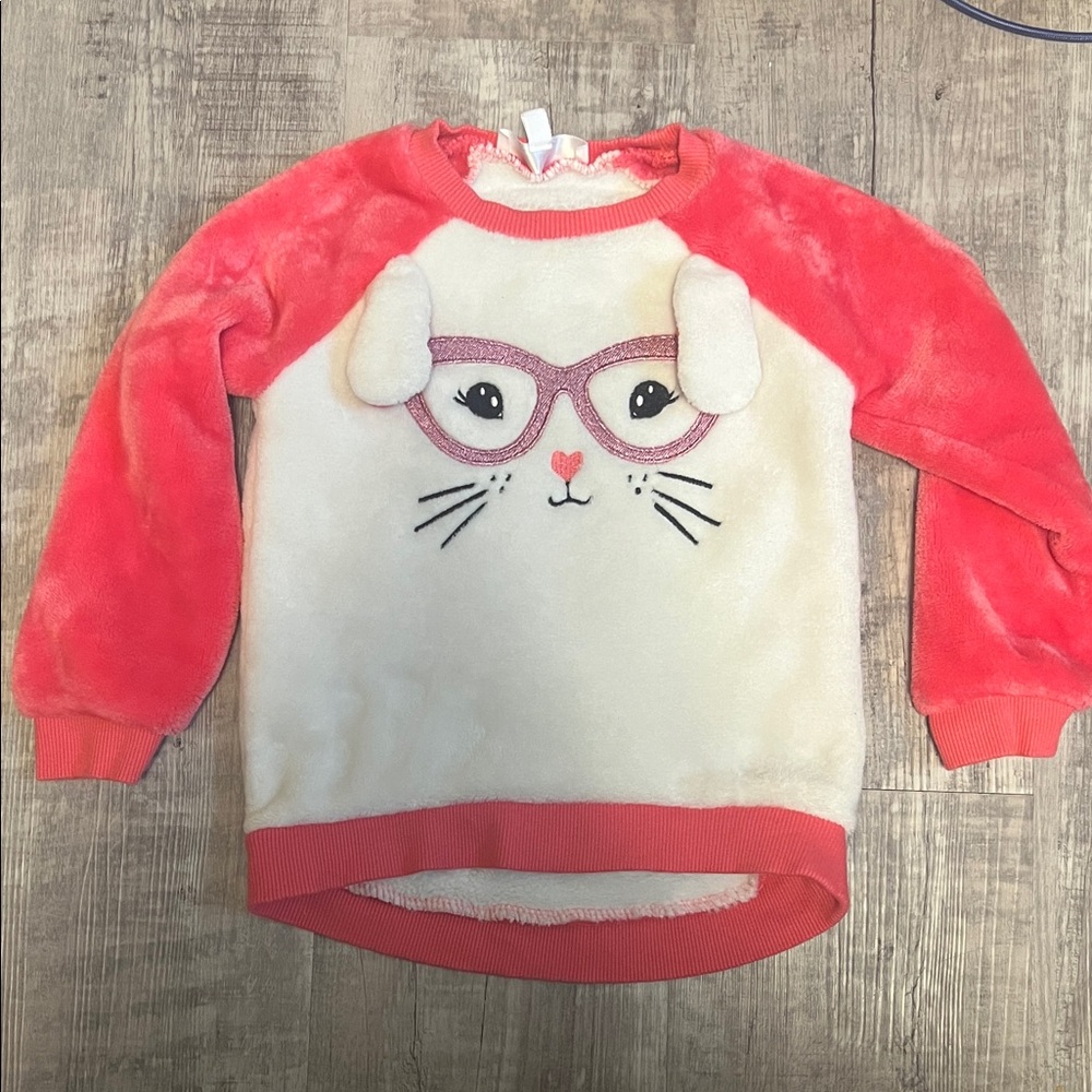Adorable Cream and Pink Kids Fuzzy Sweatshirt